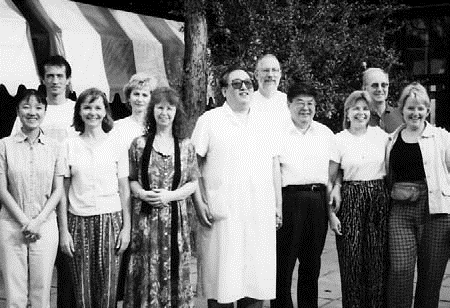 After class at the Beiiing Massage Hospital, Master Hao and American students po